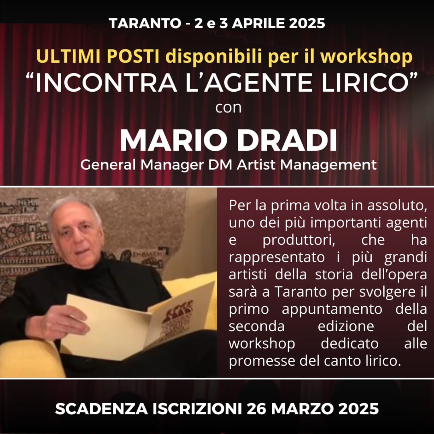 ULTIMI GIORNI! – INCONTRA L’AGENTE LIRICO